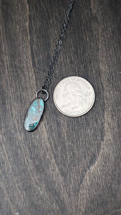 Hubei Turquoise Oval Textured Sterling Silver Necklace