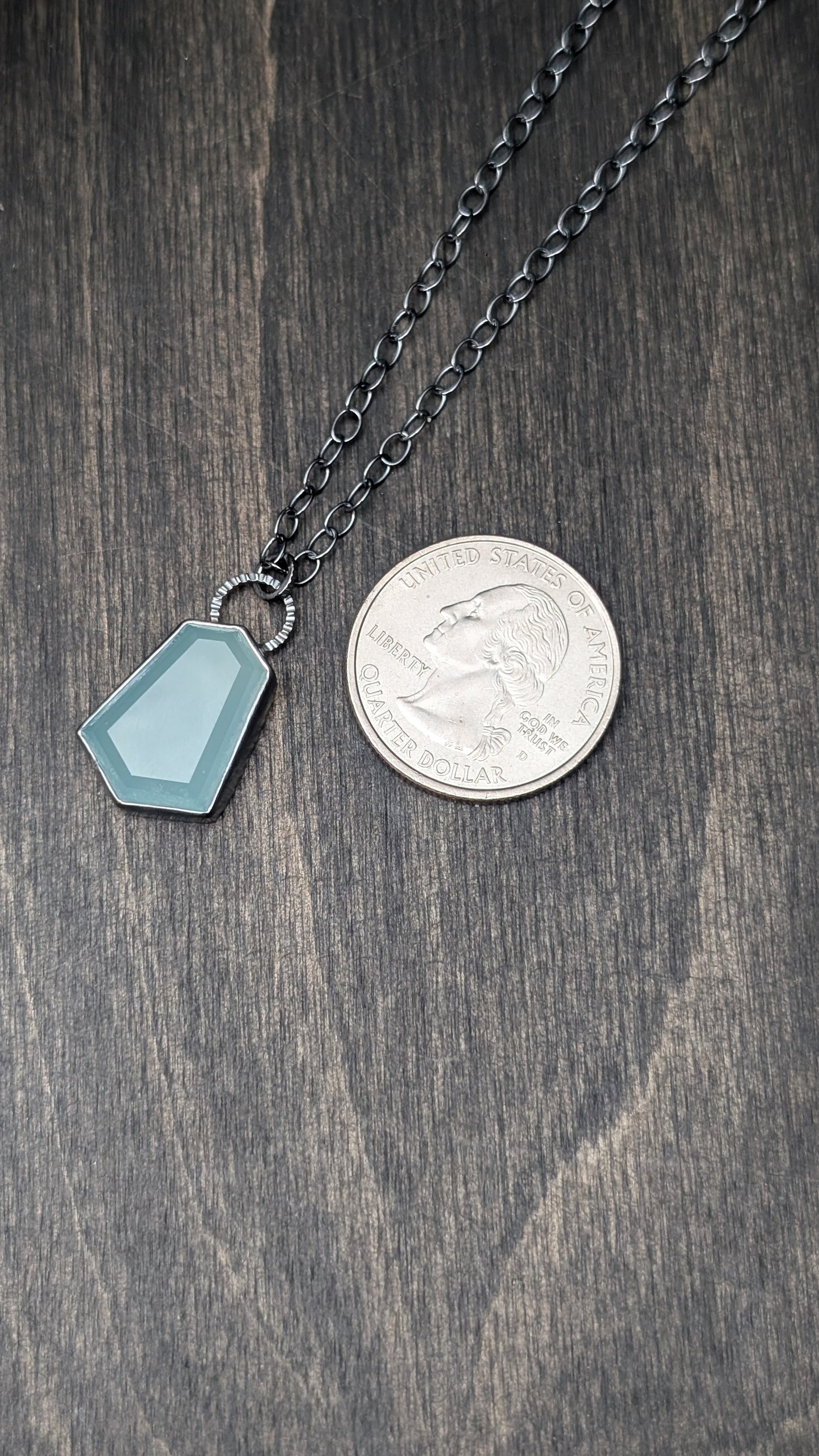 Blue Chalcedony Textured Sterling Silver Necklace