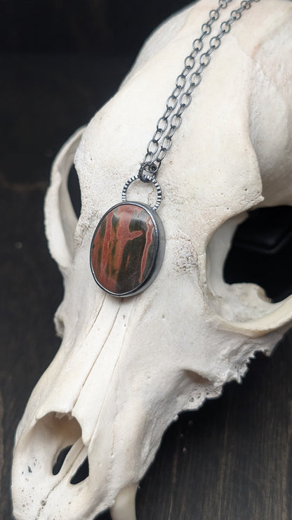 Cherry Creek Jasper Textured Sterling Silver Necklace
