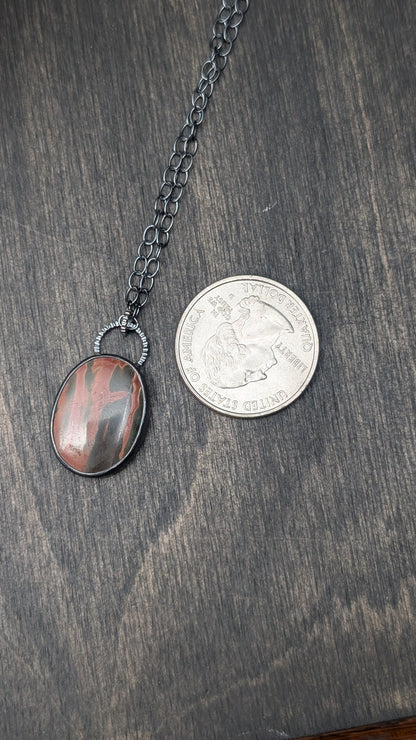 Cherry Creek Jasper Textured Sterling Silver Necklace