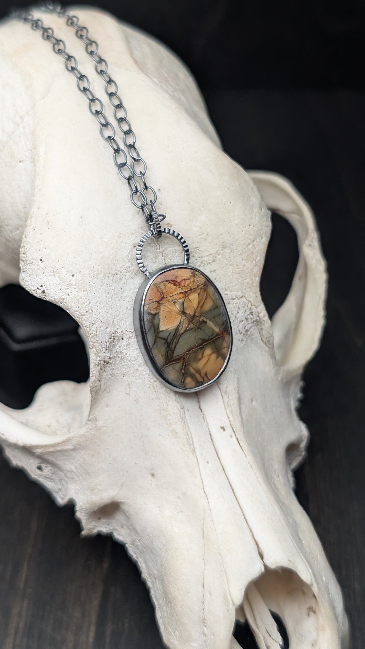 Cherry Creek Jasper Textured Sterling Silver Necklace