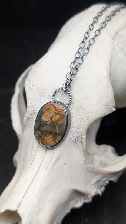 Cherry Creek Jasper Textured Sterling Silver Necklace