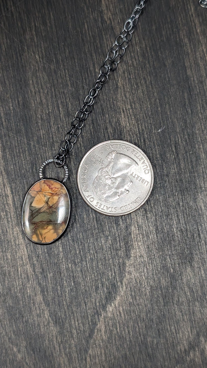 Cherry Creek Jasper Textured Sterling Silver Necklace