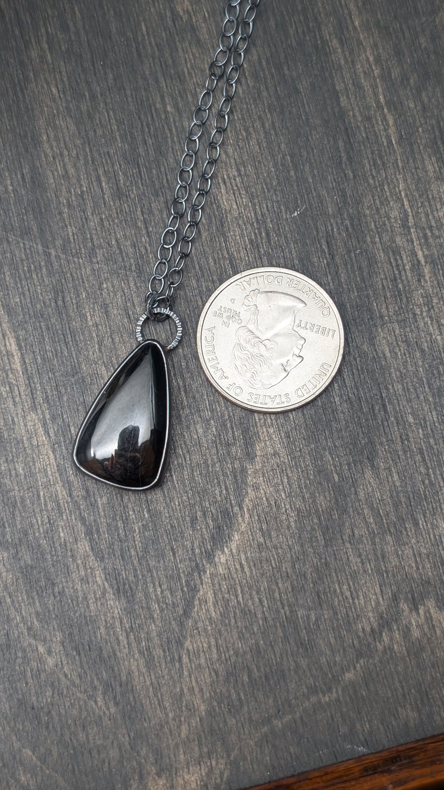 Black Tourmaline Textured Sterling Silver Necklace