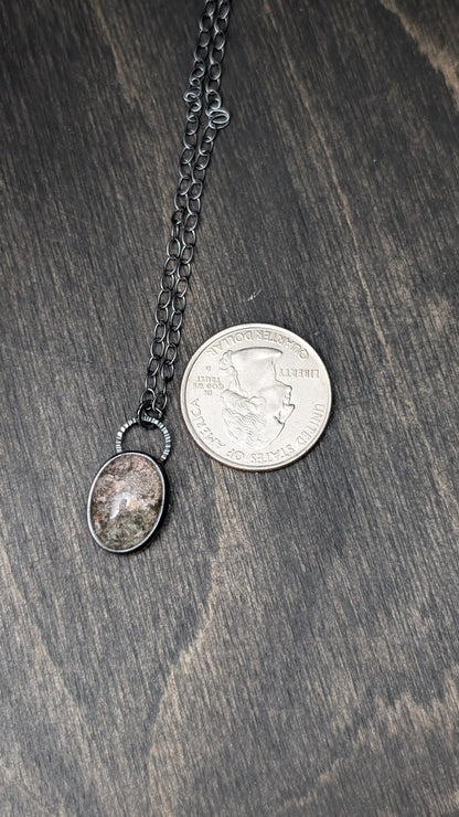 Lodalite Garden Quartz Textured Sterling Silver Necklace