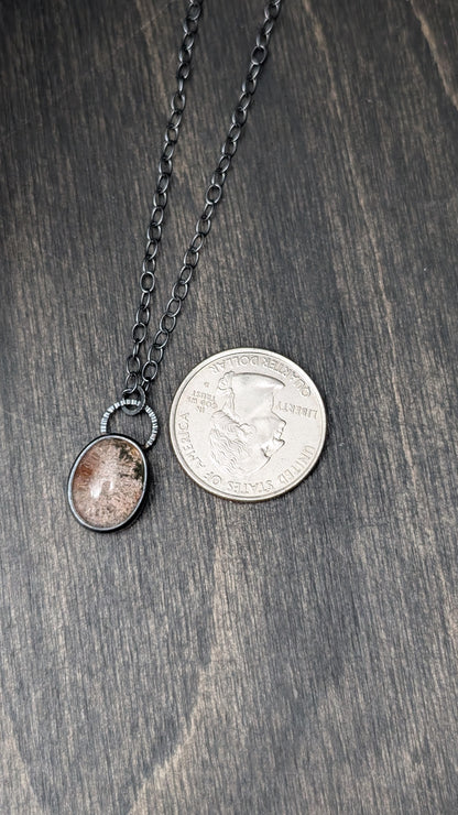 Lodalite Garden Quartz Textured Sterling Silver Necklace