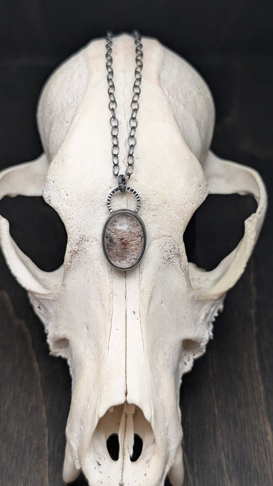 Lodalite Garden Quartz Textured Sterling Silver Necklace