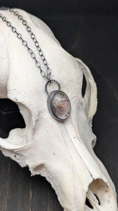 Lodalite Garden Quartz Textured Sterling Silver Necklace