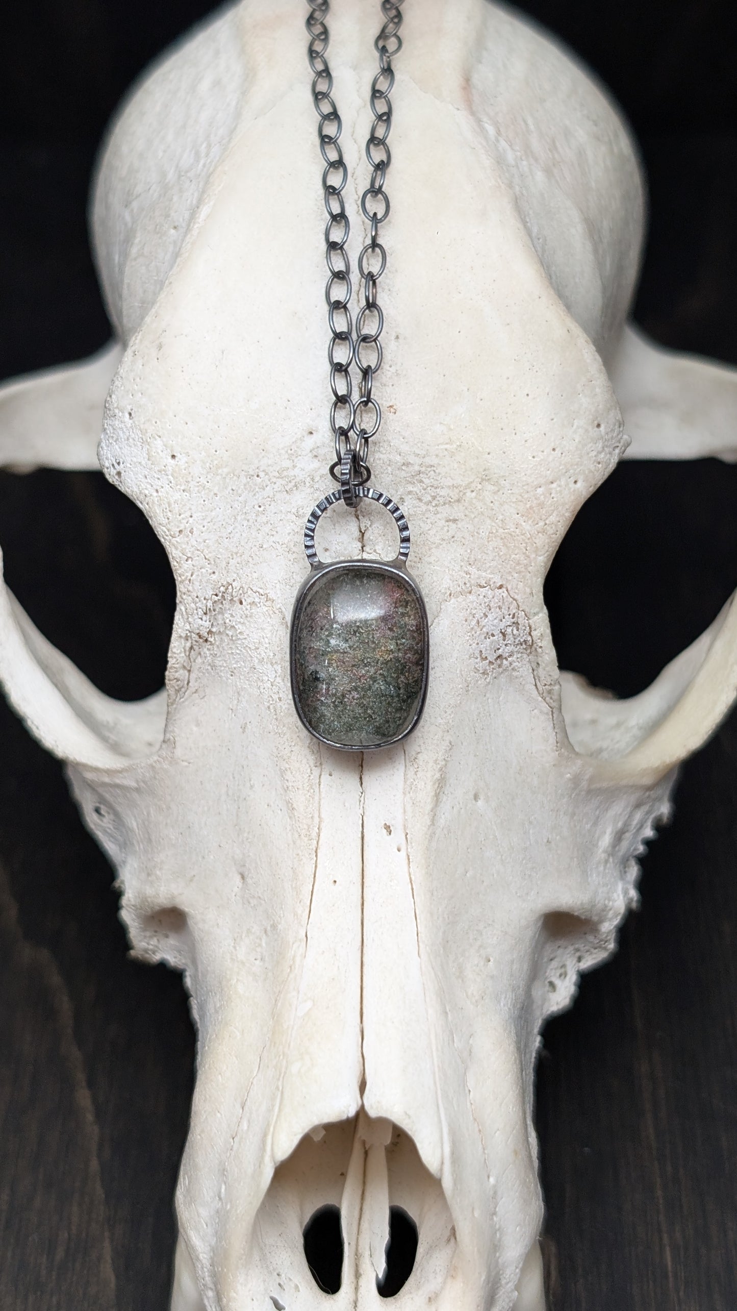 Lodalite Garden Quartz Textured Sterling Silver Necklace