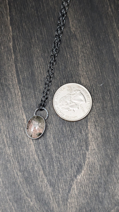 Lodalite Garden Quartz Textured Sterling Silver Necklace