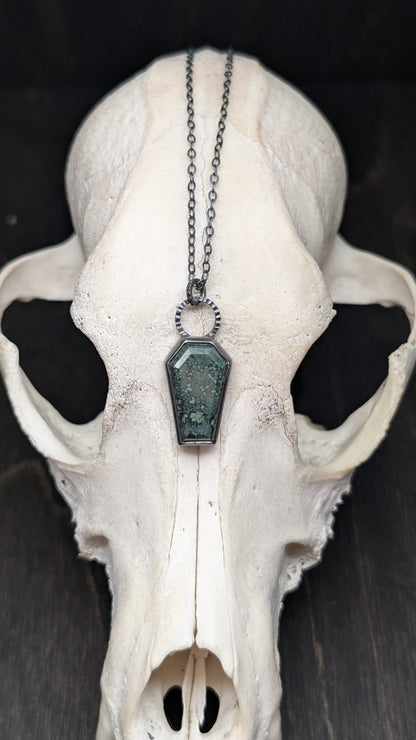 Ocean Jasper Coffin Textured Sterling Silver Necklace