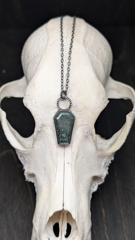 Ocean Jasper Coffin Textured Sterling Silver Necklace