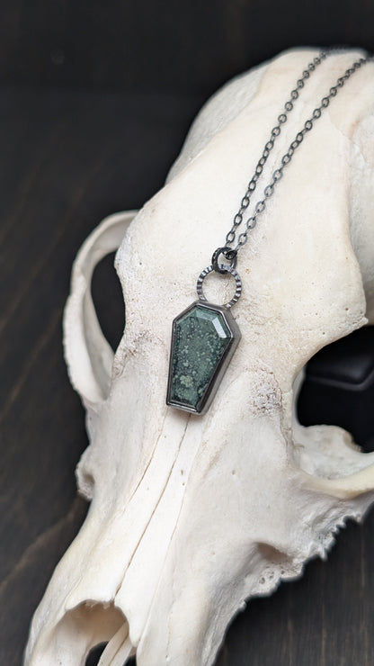 Ocean Jasper Coffin Textured Sterling Silver Necklace