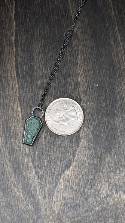 Ocean Jasper Coffin Textured Sterling Silver Necklace