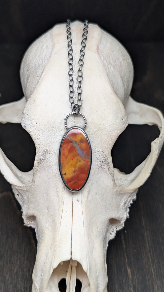 Bloodstone Textured Sterling Silver Necklace