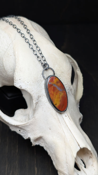 Bloodstone Textured Sterling Silver Necklace