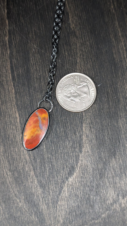 Bloodstone Textured Sterling Silver Necklace