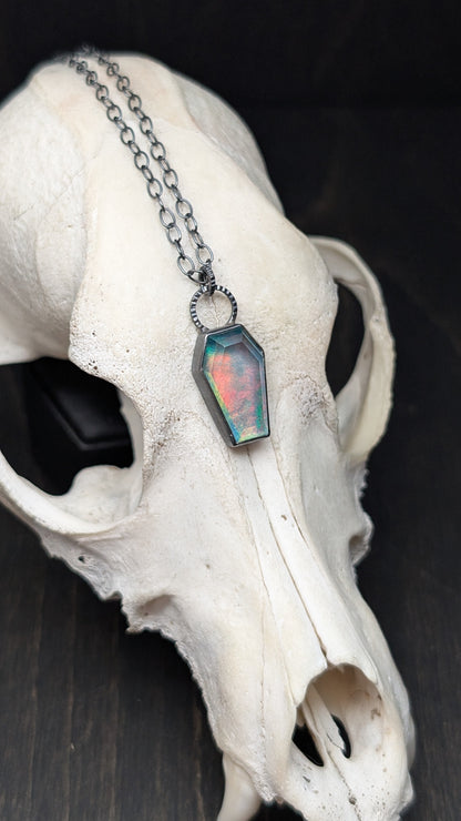 Aurora "Opal" Coffin Textured Sterling Silver Necklace