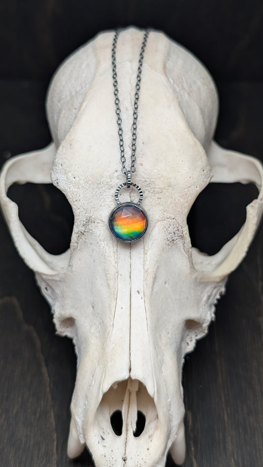 Aurora "Opal" Round Textured Sterling Silver Necklace