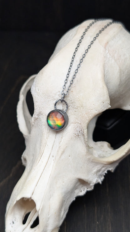 Aurora "Opal" Round Textured Sterling Silver Necklace