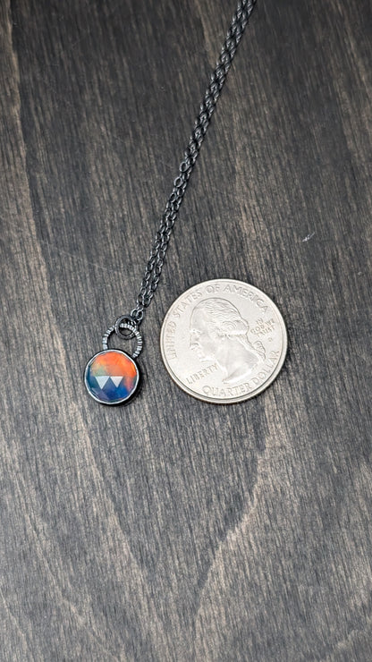 Aurora "Opal" Round Textured Sterling Silver Necklace