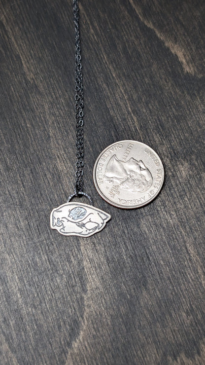 Squirrel Skull Sterling Silver Etched Necklace