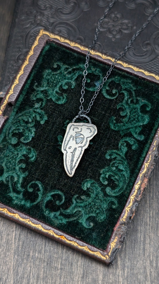 Jacksons Chameleon Skull Sterling Silver Etched Necklace