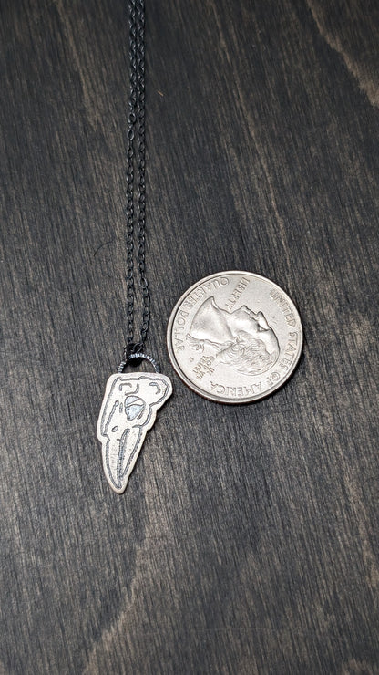 Jacksons Chameleon Skull Sterling Silver Etched Necklace