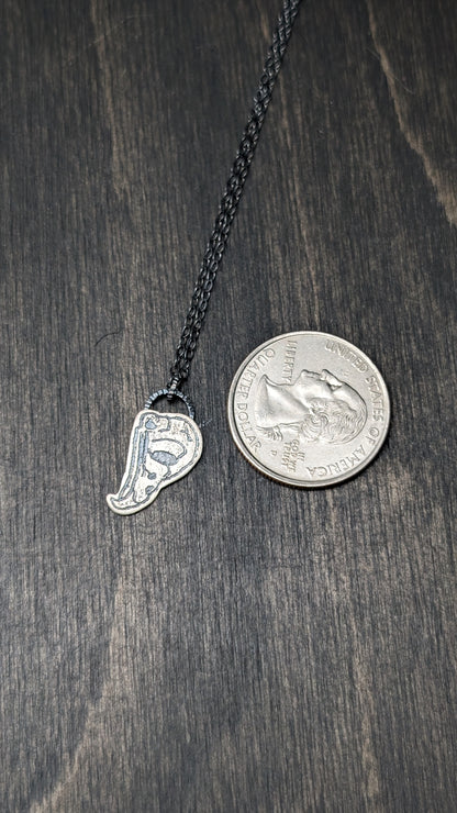 Owl Skull Sterling Silver Etched Necklace