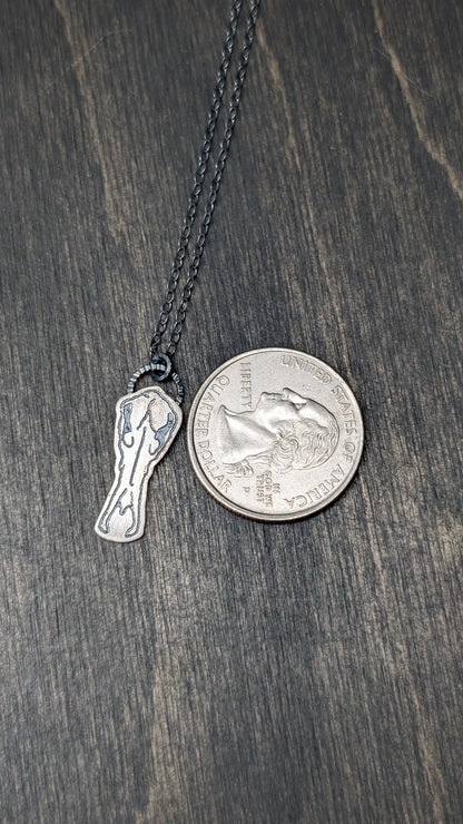 Platypus Skull Sterling Silver Etched Necklace