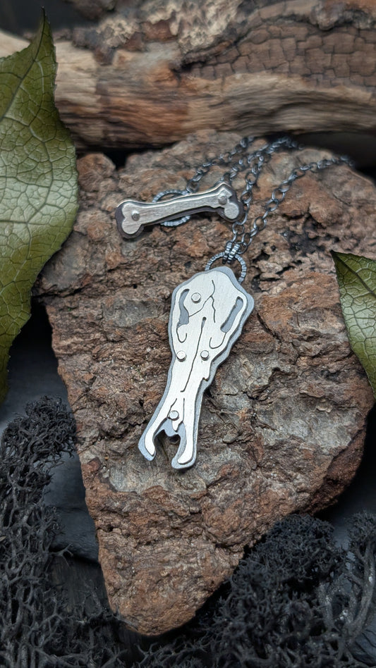 Platypus Sterling Silver Riveted Skull Necklace