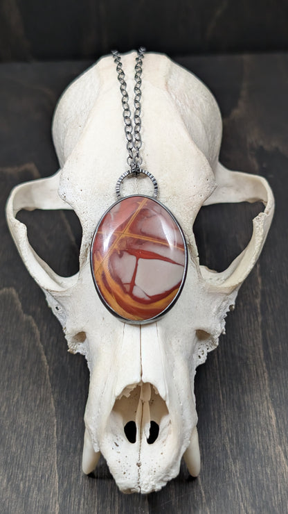Noreena Jasper Oval Textured Sterling Silver Necklace