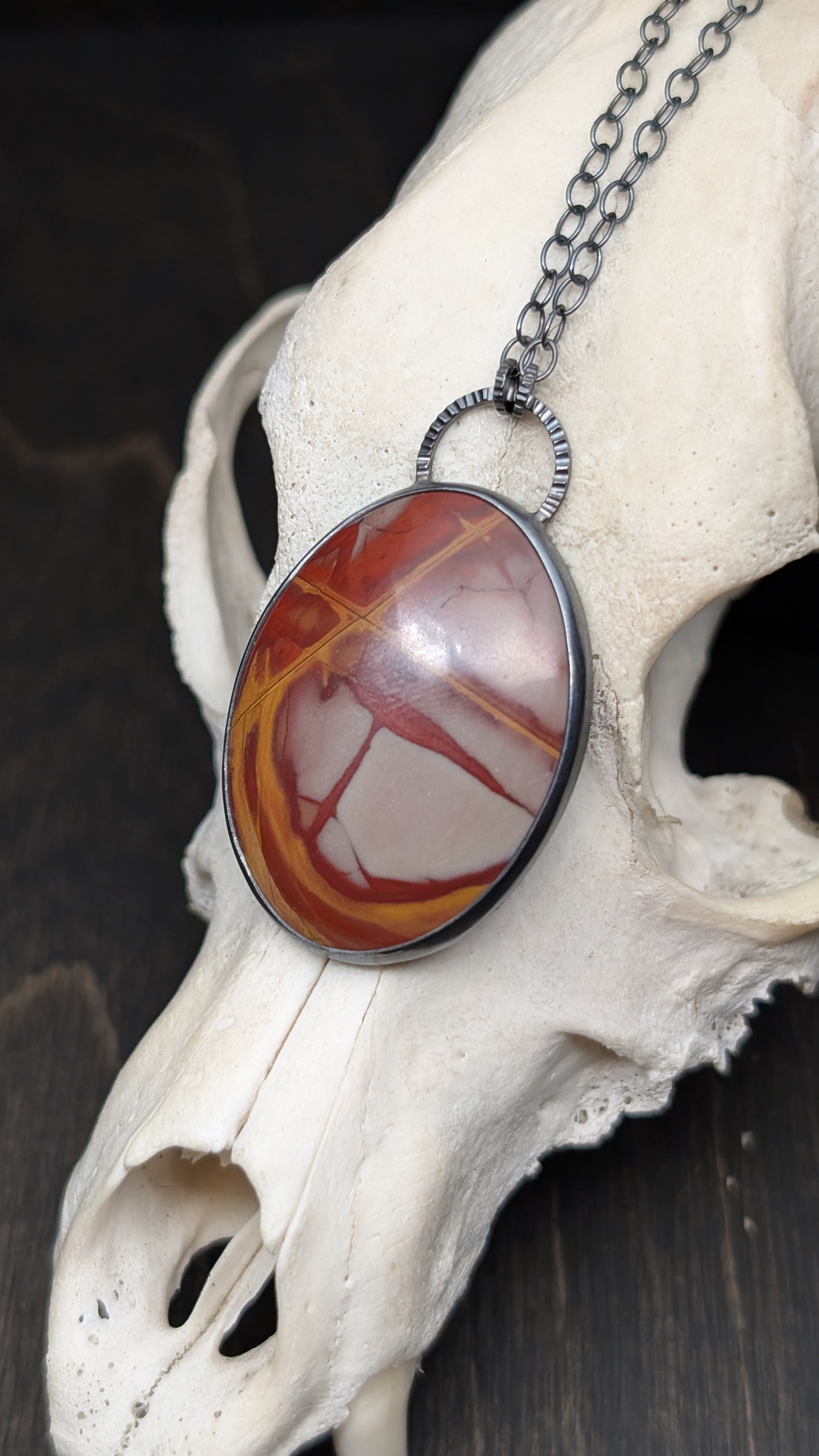 Noreena Jasper Oval Textured Sterling Silver Necklace