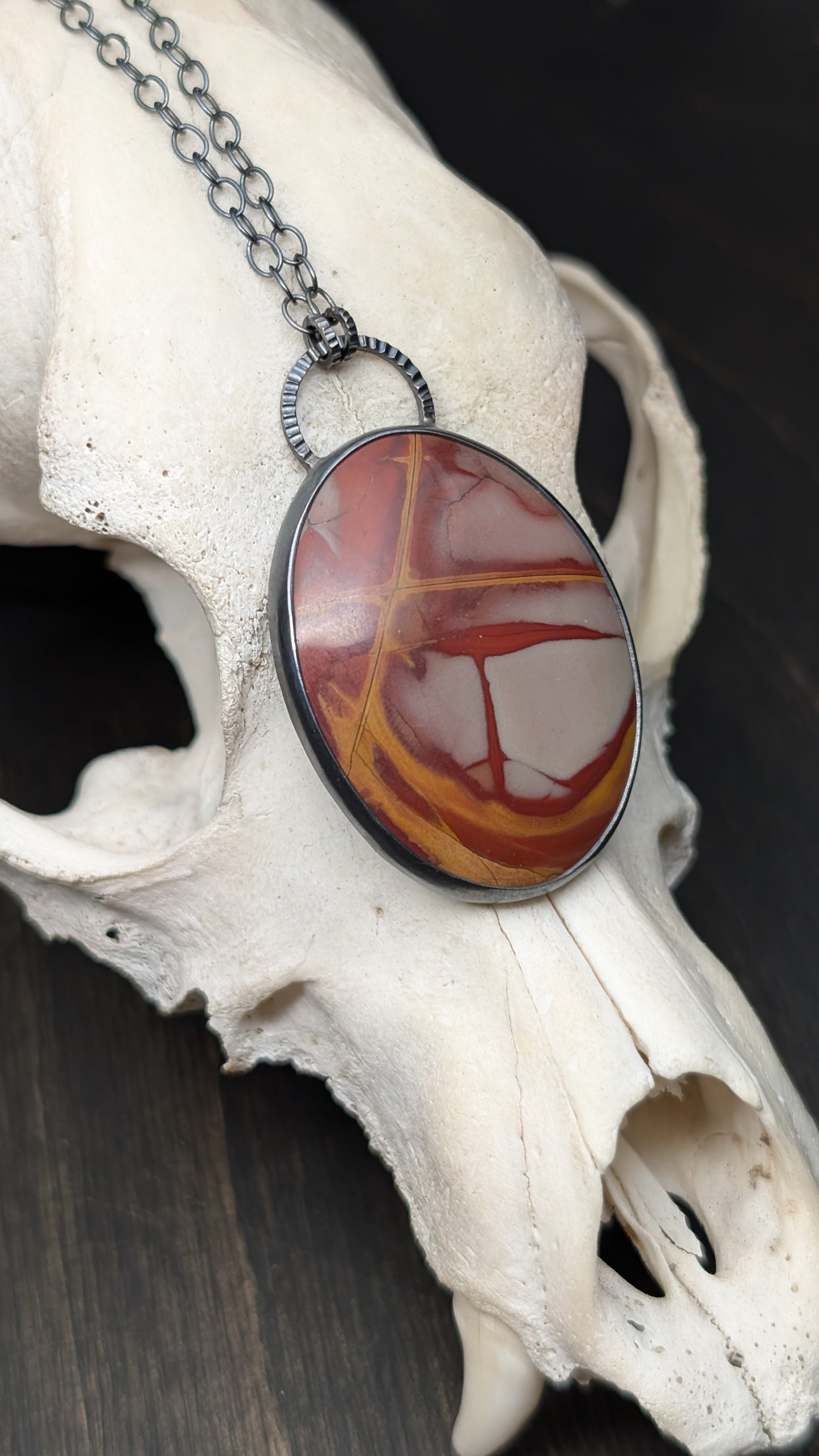Noreena Jasper Oval Textured Sterling Silver Necklace