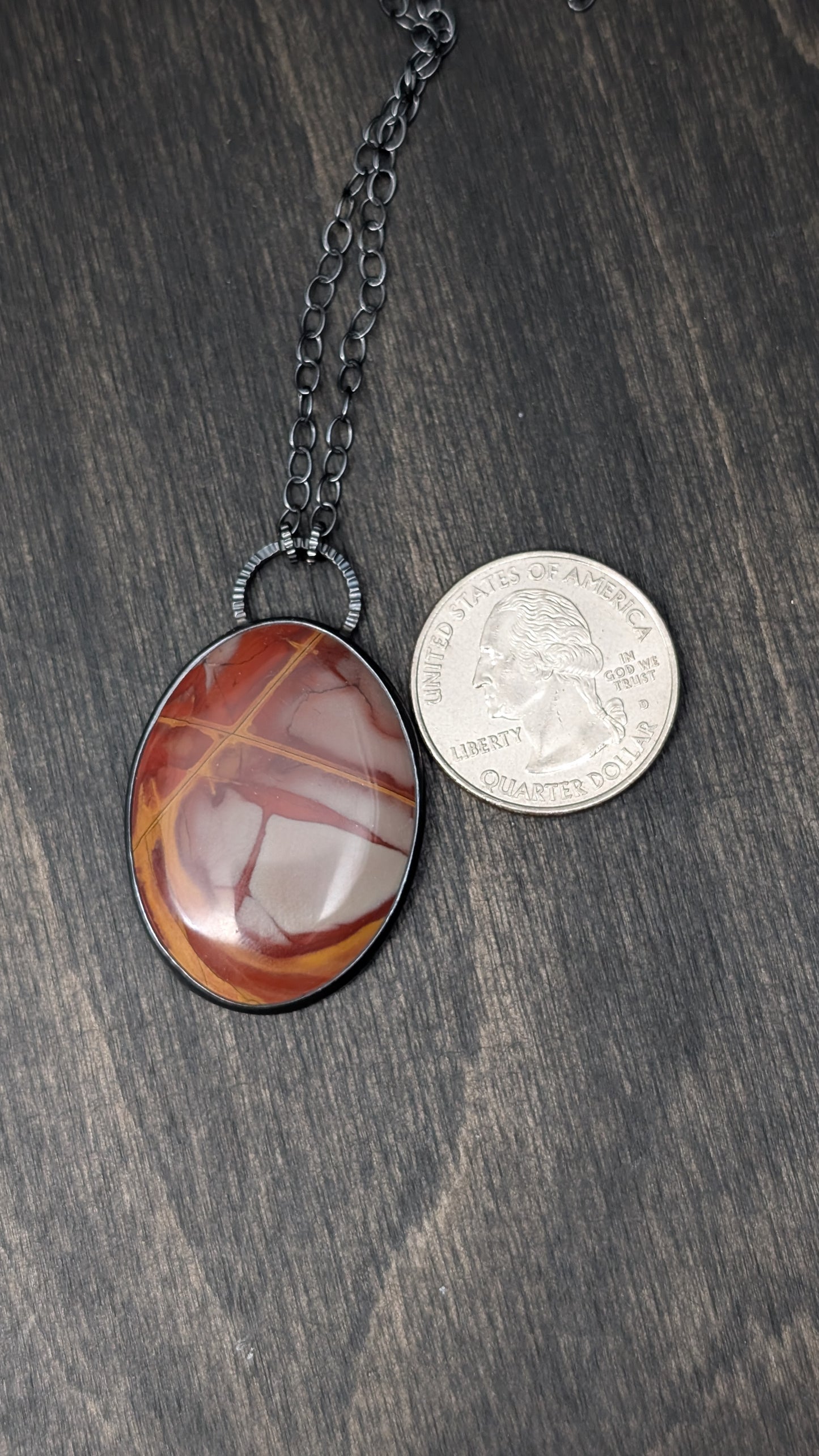 Noreena Jasper Oval Textured Sterling Silver Necklace