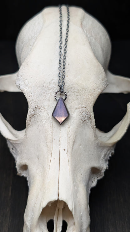 Lavender Quartz Kite Textured Sterling Silver Necklace