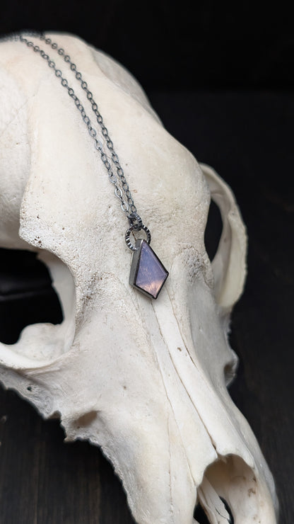 Lavender Quartz Kite Textured Sterling Silver Necklace