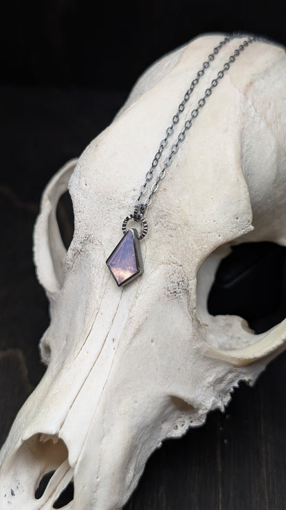 Lavender Quartz Kite Textured Sterling Silver Necklace
