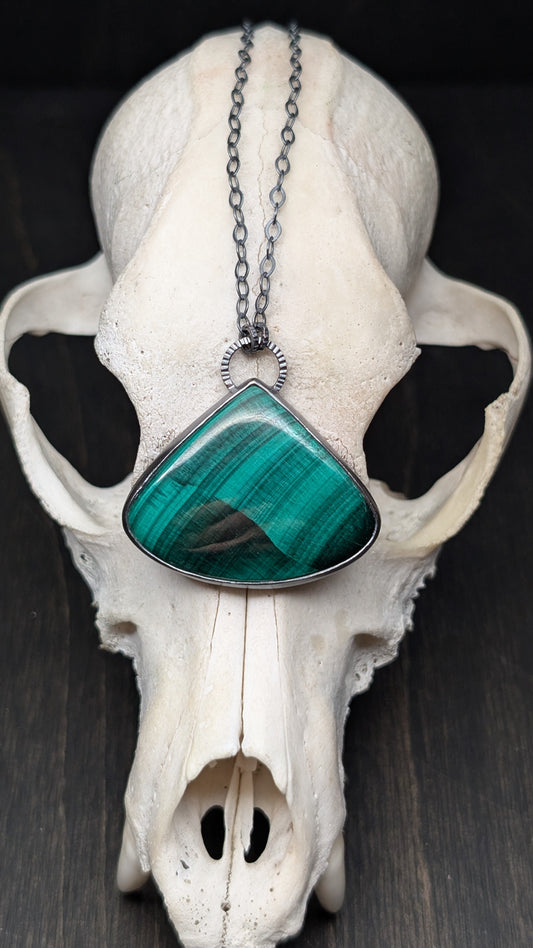 Bisbee Malachite Textured Sterling Silver Necklace