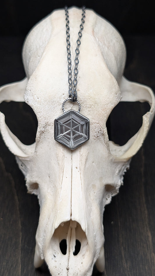 Hymalyian Quartz Spiderweb Textured Sterling Silver Necklace