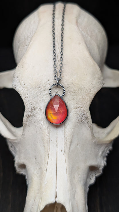 Aurora "Opal" Teardrop Textured Sterling Silver Necklace