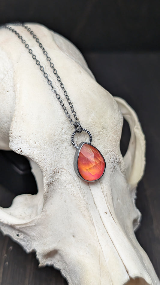 Aurora "Opal" Teardrop Textured Sterling Silver Necklace