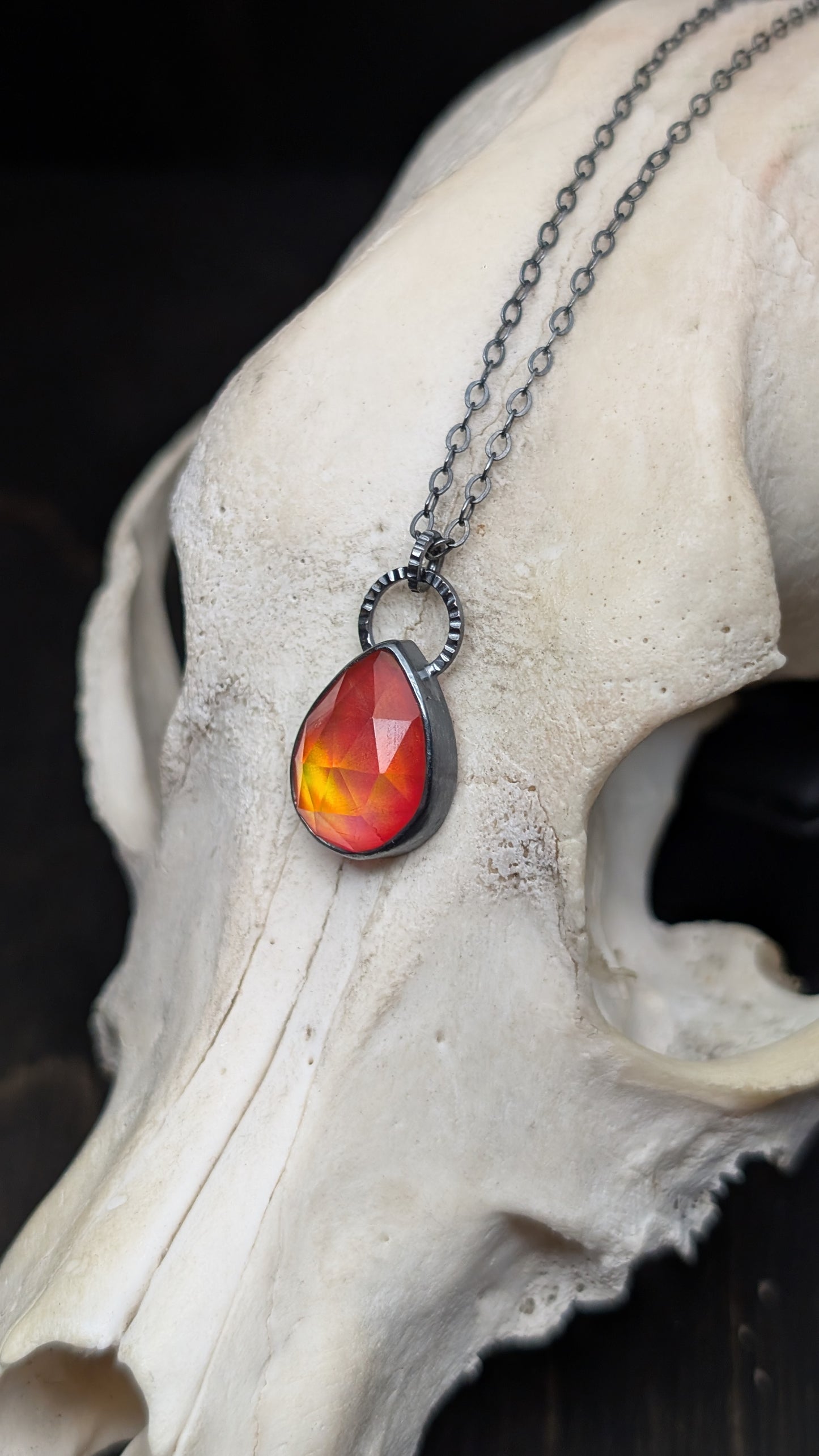 Aurora "Opal" Teardrop Textured Sterling Silver Necklace