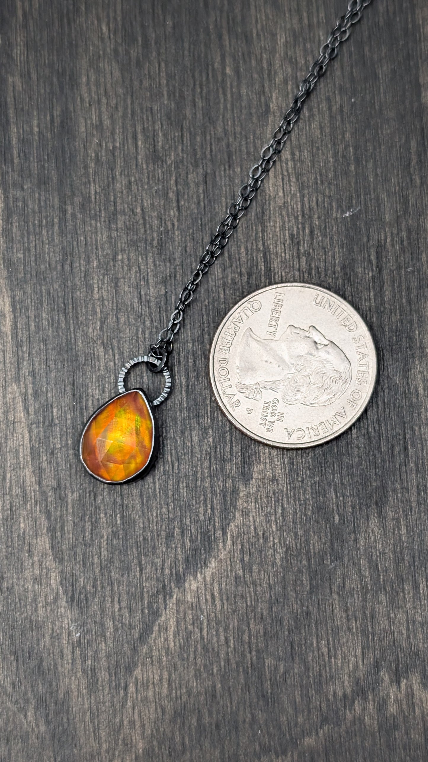 Aurora "Opal" Teardrop Textured Sterling Silver Necklace