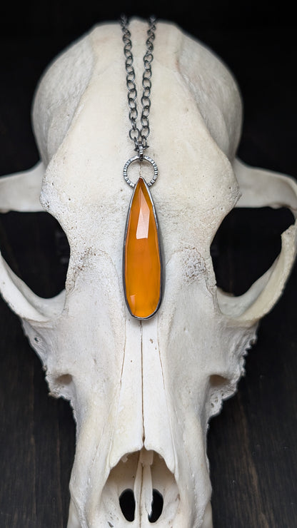 Carnelian Textured Sterling Silver Necklace