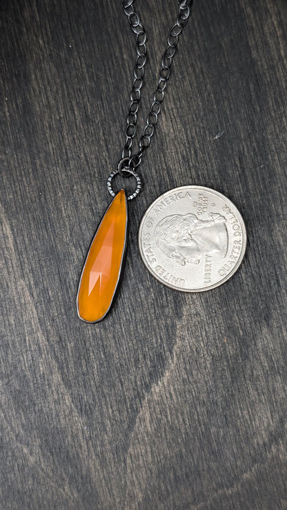 Carnelian Textured Sterling Silver Necklace