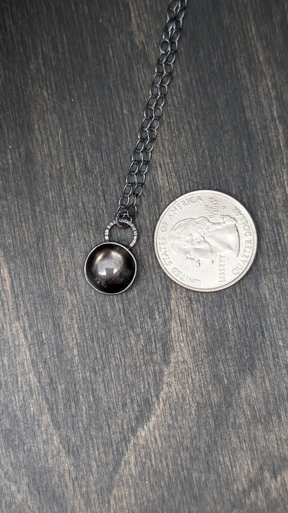 Black Moonstone Textured Sterling Silver Necklace