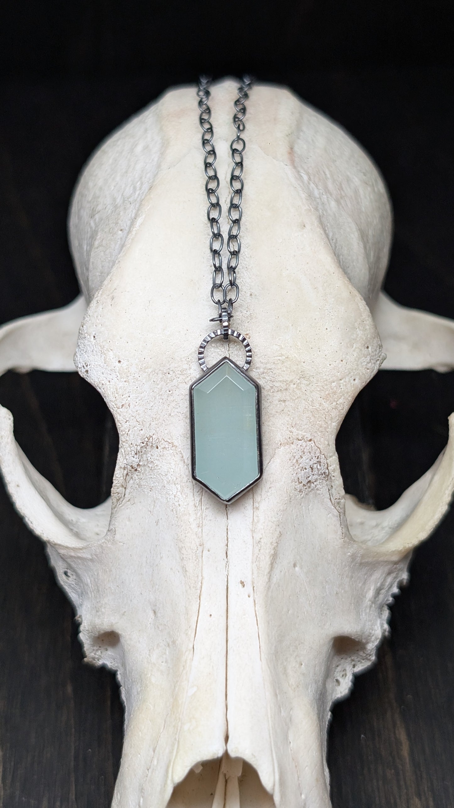Aquamarine Tablet Textured Sterling Silver Necklace