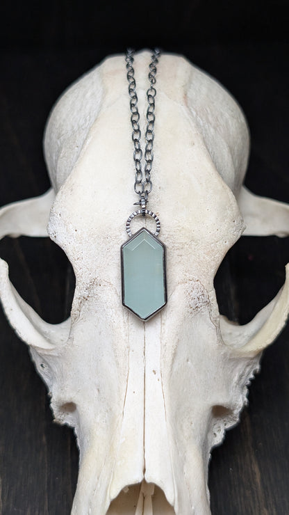 Aquamarine Tablet Textured Sterling Silver Necklace
