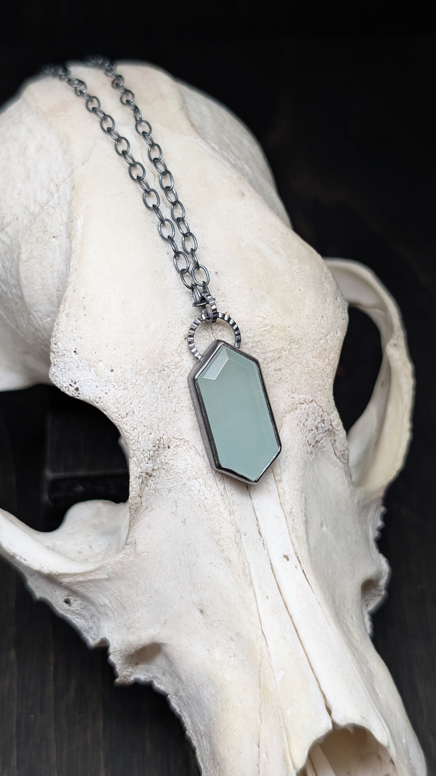 Aquamarine Tablet Textured Sterling Silver Necklace